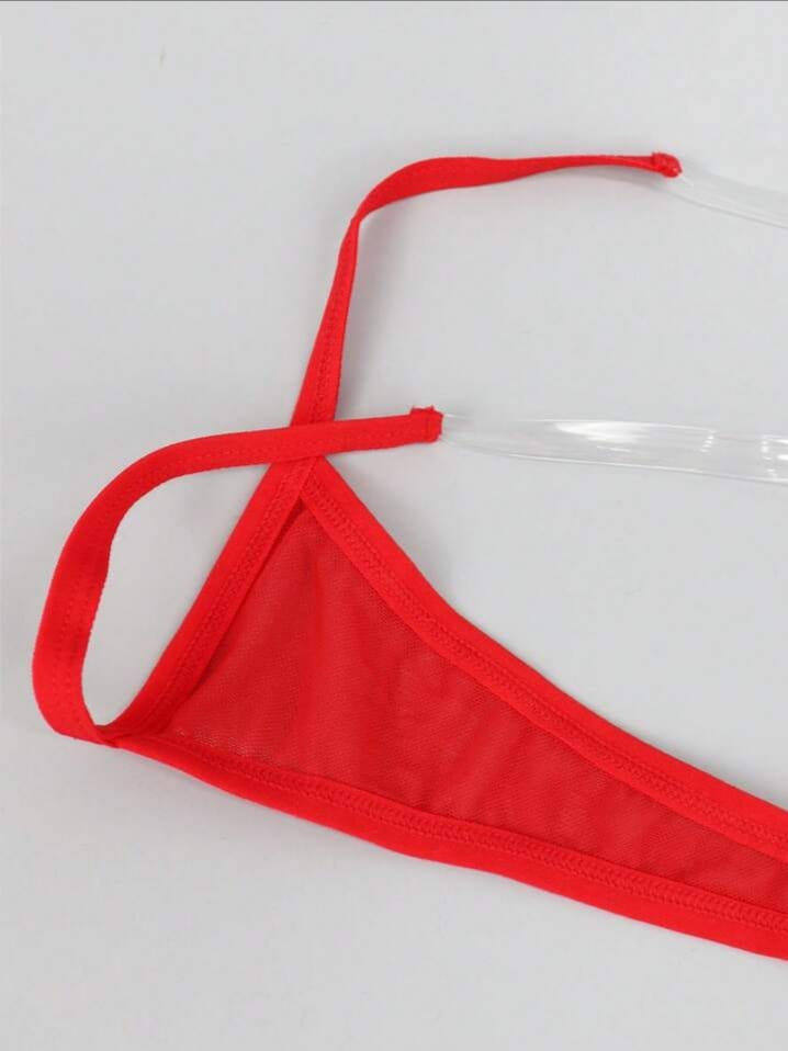 Men's Red Hollow Mesh Thong Underwear For Men